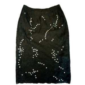 Press & Bastyan Black Lace Crystal Bling Dress Pencil Fairy Skirt Party Work Y2K